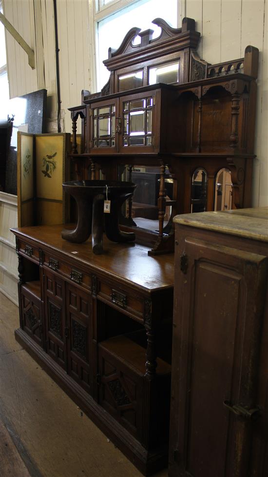 Oak mirror back sideboard